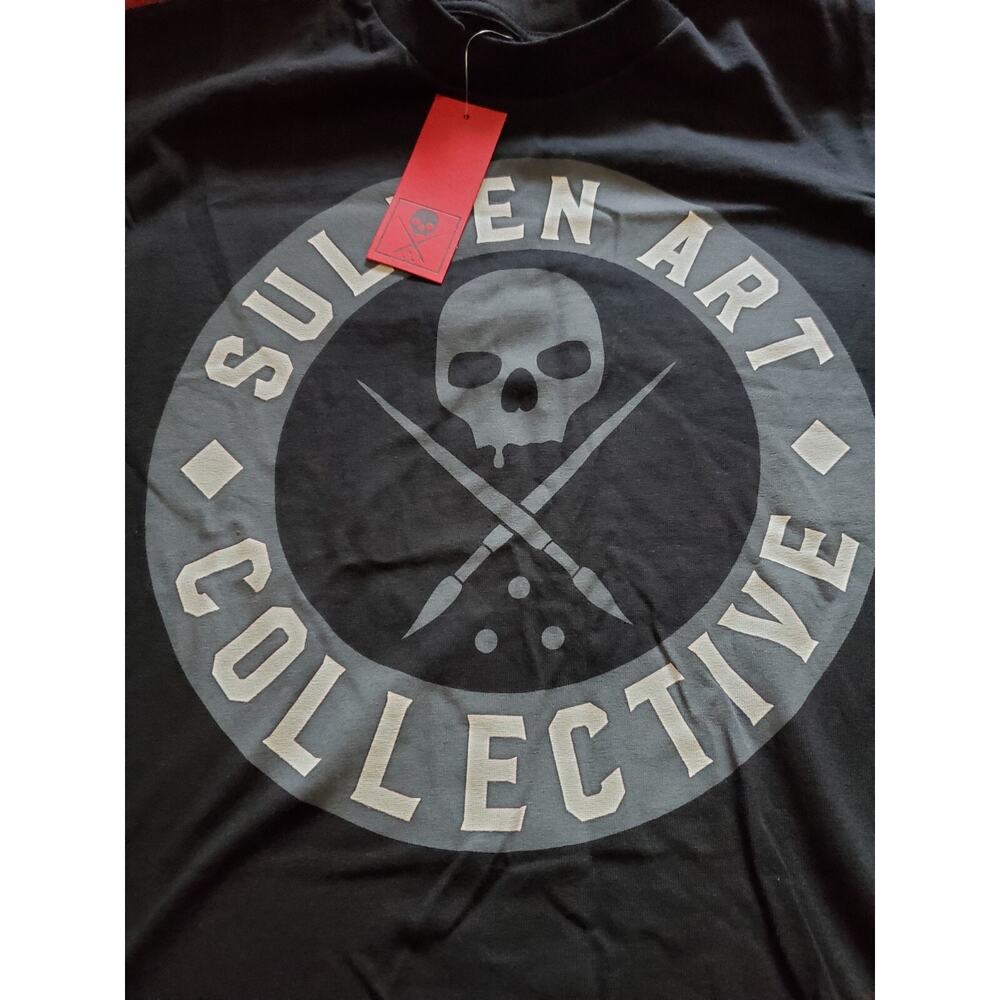 2 Sullen Art Collective Shirt women small Black Skull Logo T-shirt Heavy Cotton